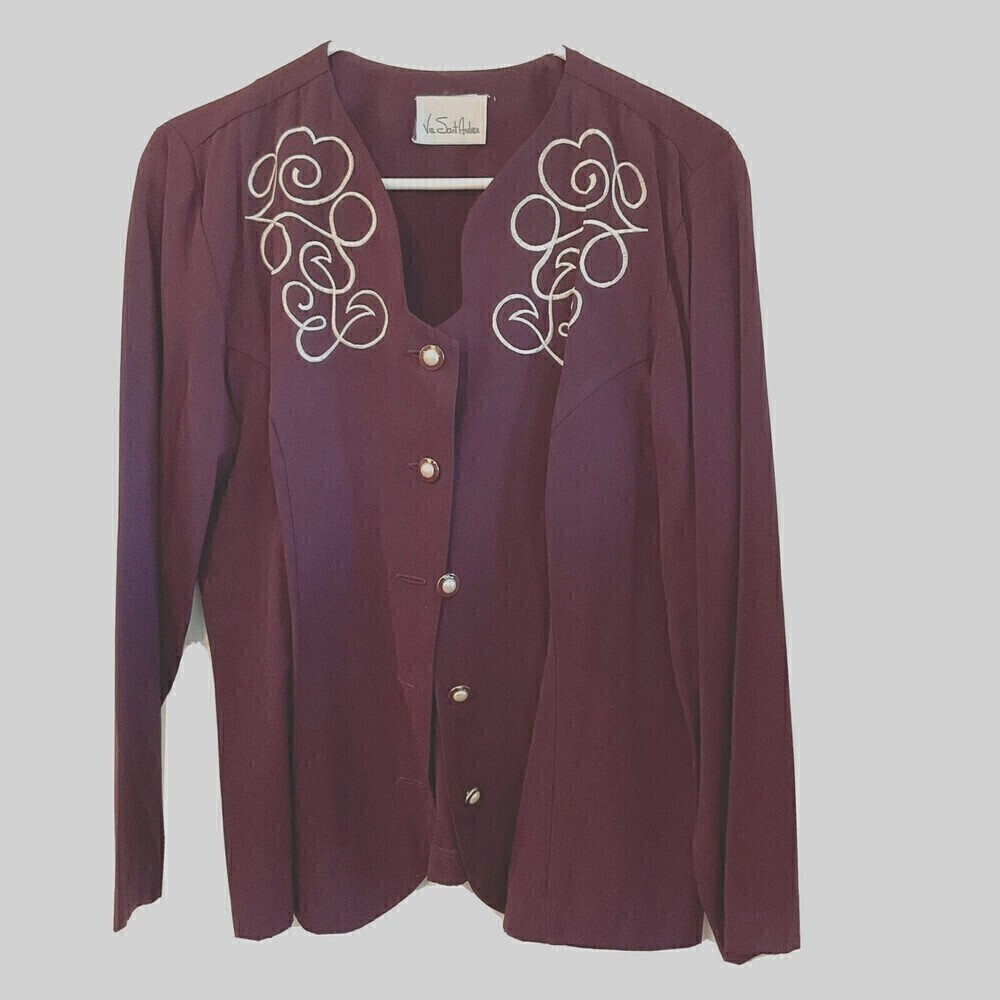 Vintage Via Sant Andrea Suit Blouse / Skirt Burgundy Set Size (12M)